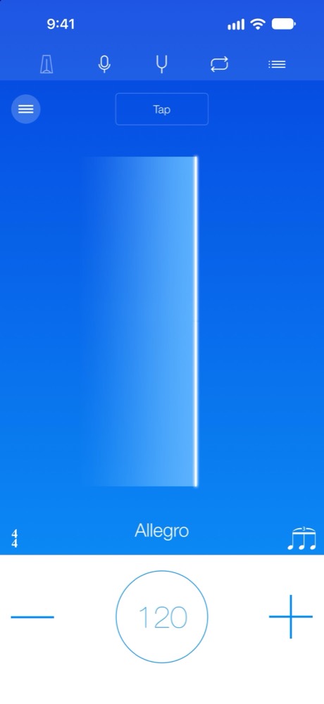 Practice+ metronome at 120 BPM in 4/4